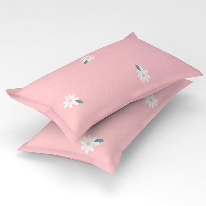 Glace Cotton King Size Bedsheet with 2 Pillow Covers - Floral, Pink