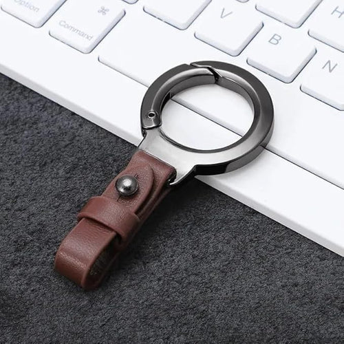 Premium Metal Keyring with Leather Strap