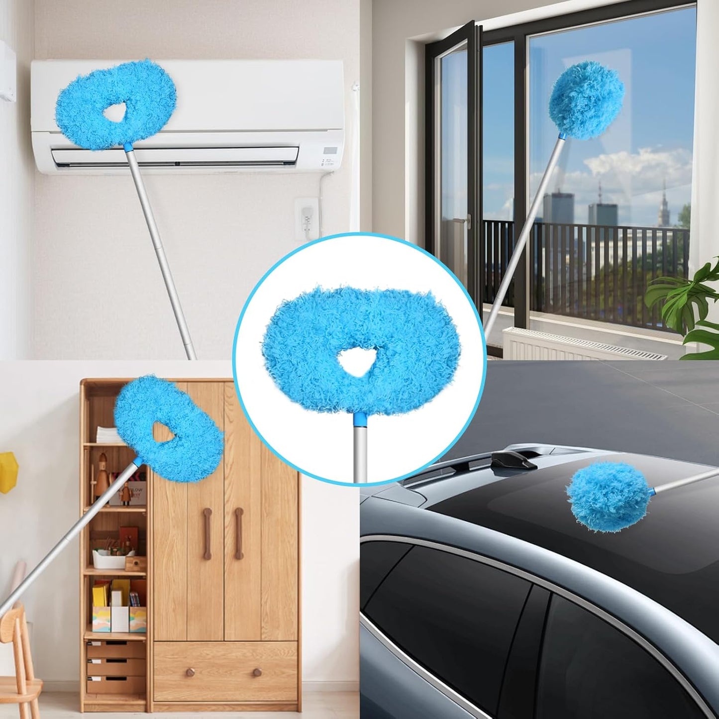 Extendable Fan Blade Cleaning Duster with Microfiber Head