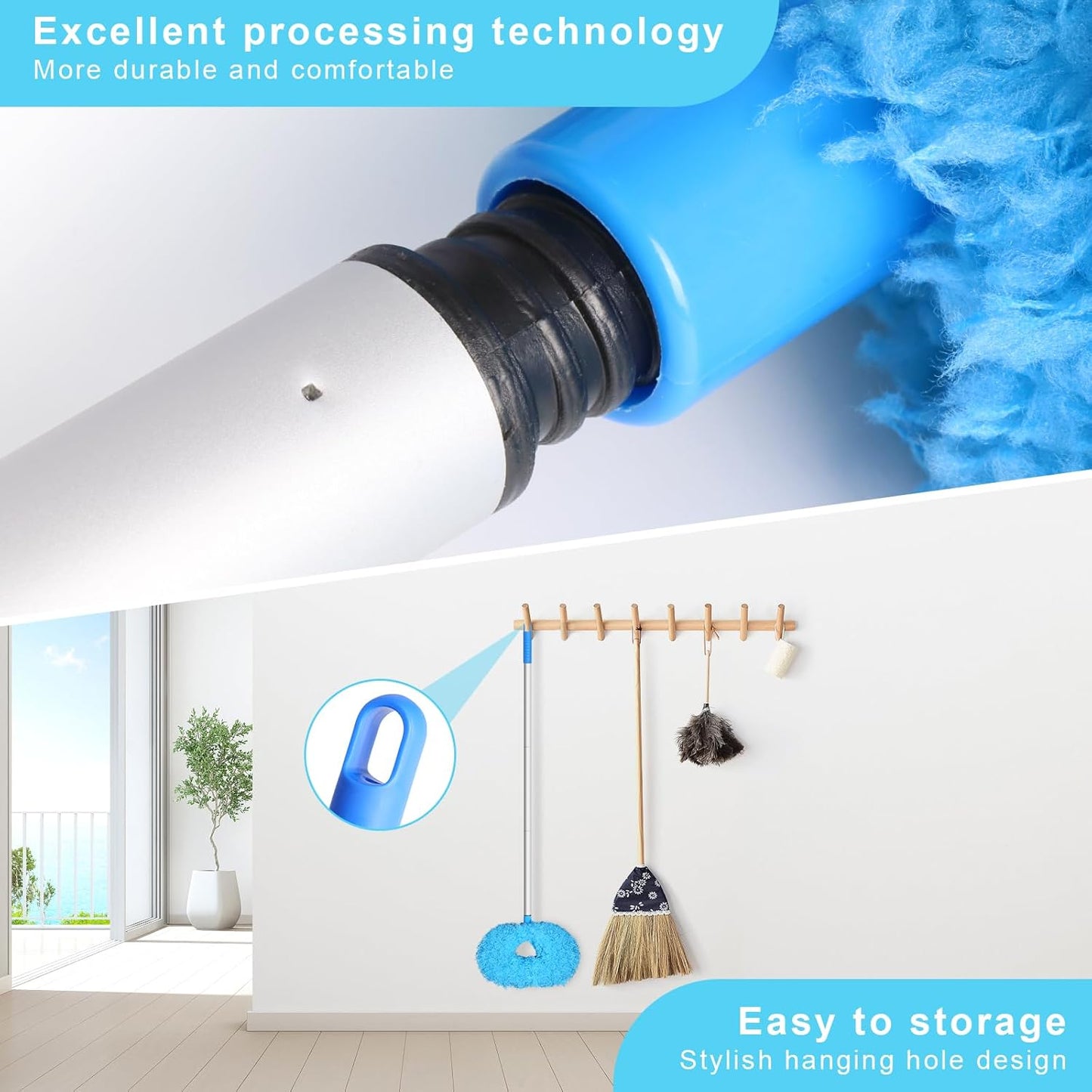 Extendable Fan Blade Cleaning Duster with Microfiber Head