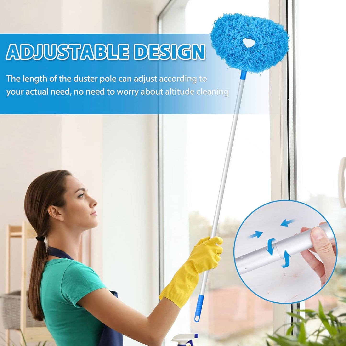 Extendable Fan Blade Cleaning Duster with Microfiber Head