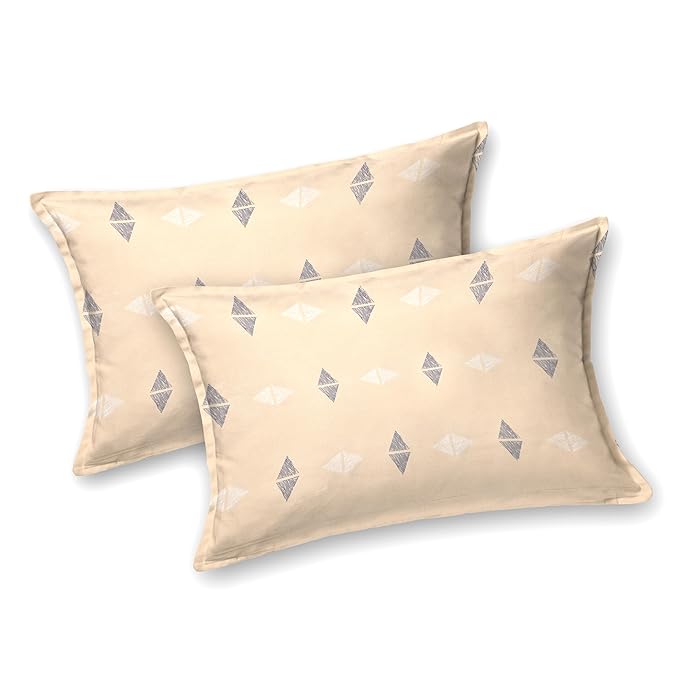 Blue Geometric Printed Fitted King Bedsheet with 2 Pillow Covers