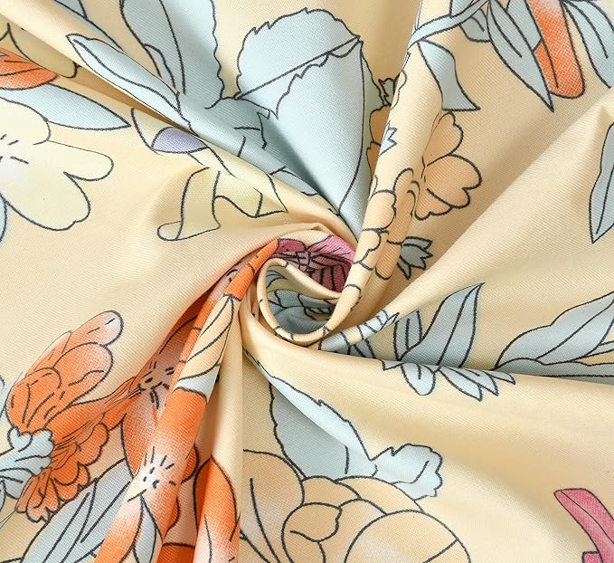 Sunset Yellow Floral Print King Size Bed Sheet Set with 2 Pillow Covers