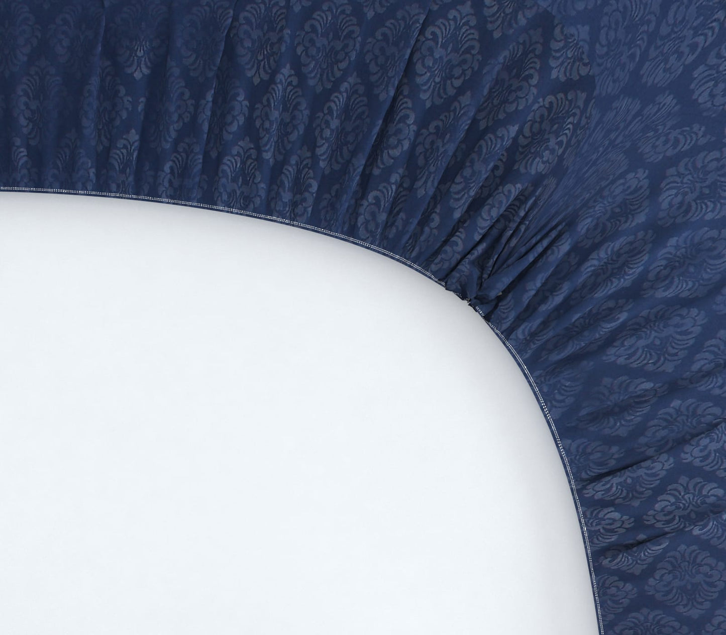 Blue Elastic Fitted Glace Cotton Plain Stripe Double Bedsheet with 2 Pillow Cover