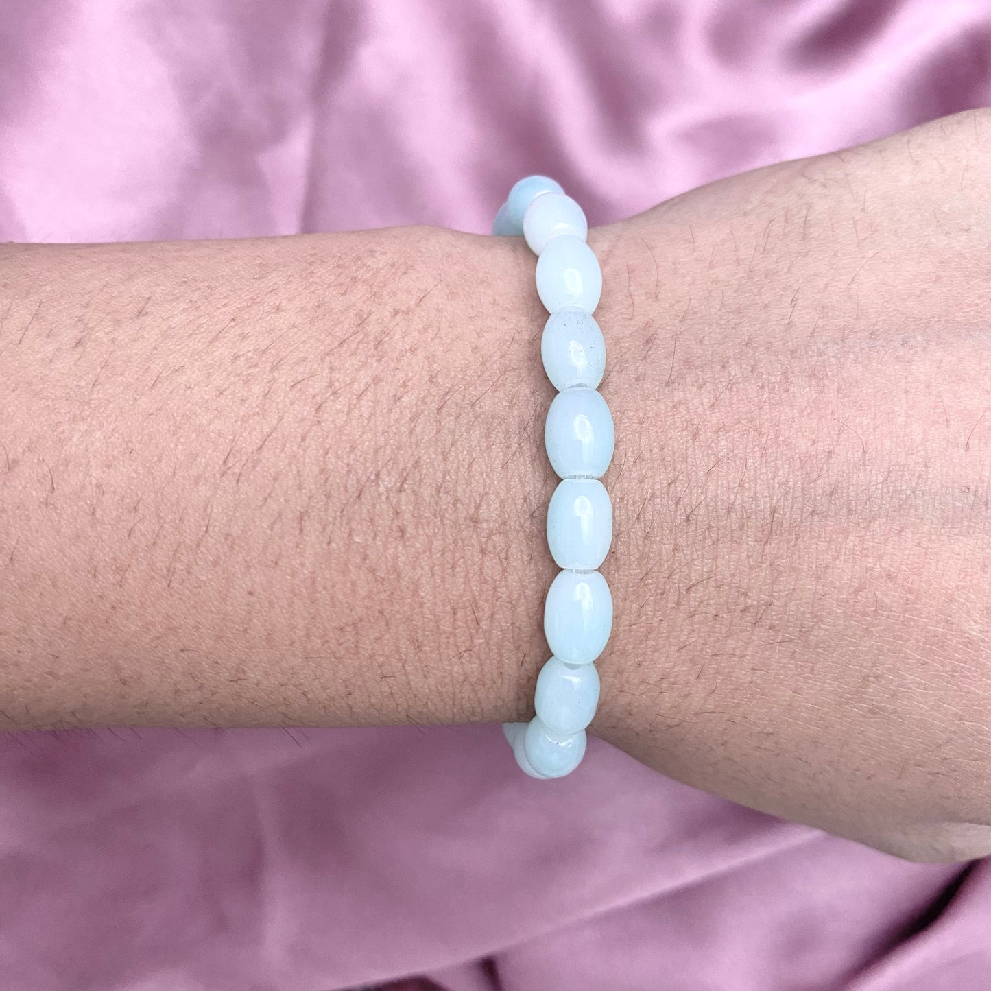 Adjustable Oval Teardrop Sky Blue Glass Beads Bracelet