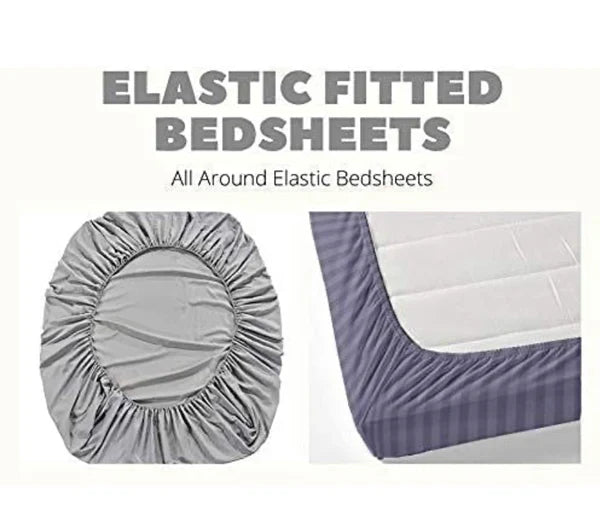 Cotton King Abstract Fitted (Elastic) Bedsheet (Pack of 1, Yellow) with 2 pillow cover