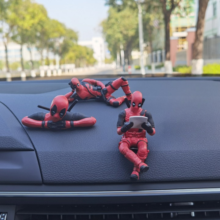 Deadpool Car Decor Set Car Dashboard Accessories for Marvel Fans (3Pc)