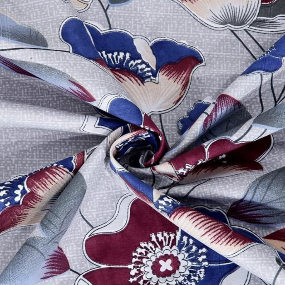 Multi Floral Elastic fitted Cotton Blend Double Size Bedsheet with 2 Pillow Cover