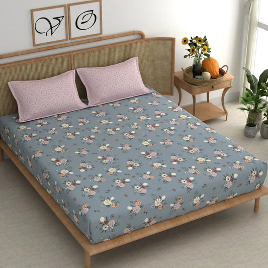 Microfiber Printed King Size Bedsheet With 2 Pillow Covers