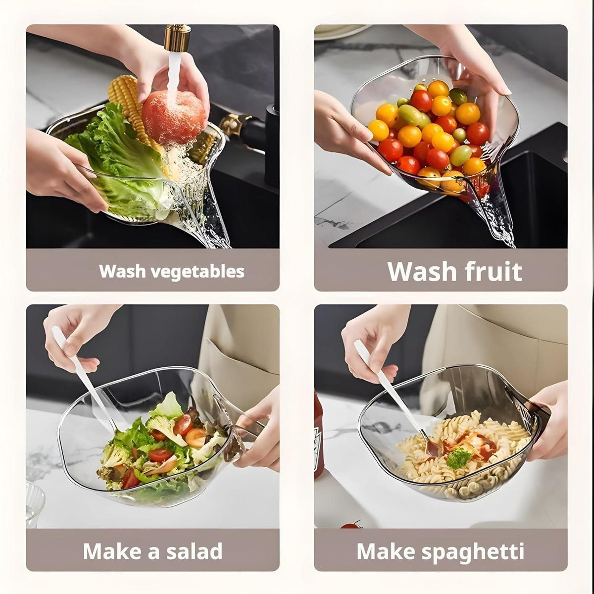 (Buy 1 Get 1 Free) Multi-Purpose Transparent Strainer Bowl