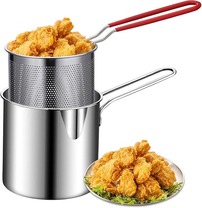 Stainless Steel Deep Fryer Pot with Oil Filter Basket