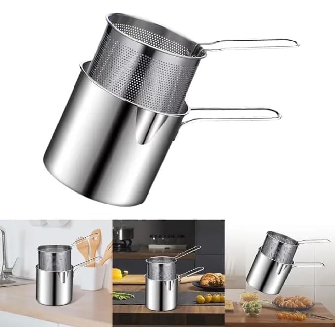 Stainless Steel Deep Fryer Pot with Oil Filter Basket