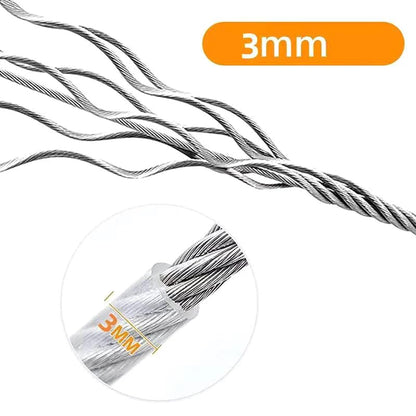 Stainless Steel PVC Coated Clothesline Rope with Locking Hooks