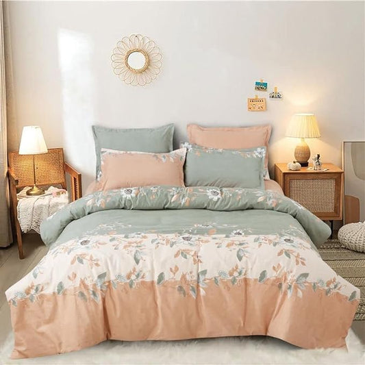 Elegant Floral Print Double bedsheet with 2 Pillow Covers