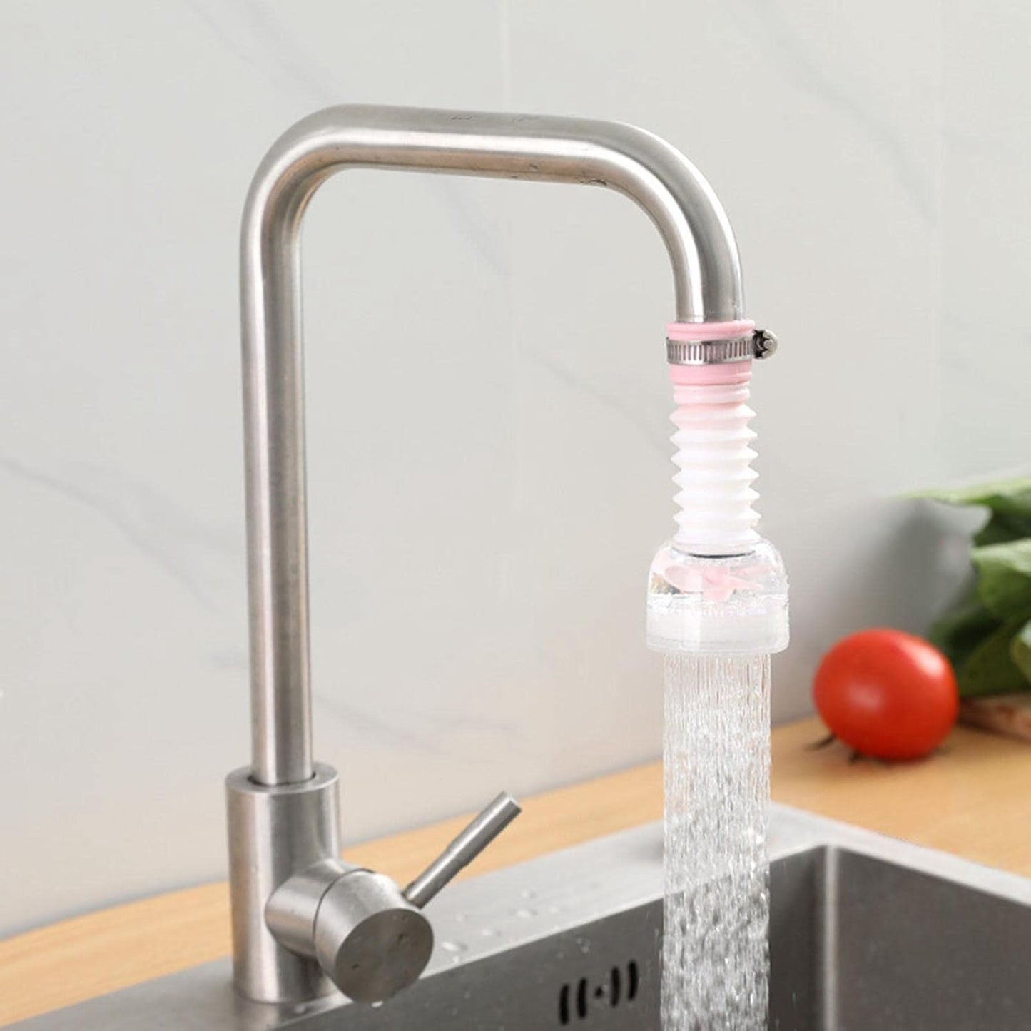 Flexible Faucet Extender with Splash-Reducing Aerator
