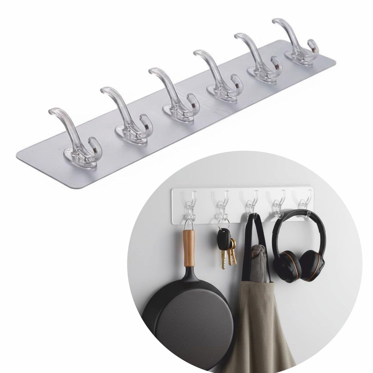 Self-Adhesive 6-Hook Wall Hanger Strip