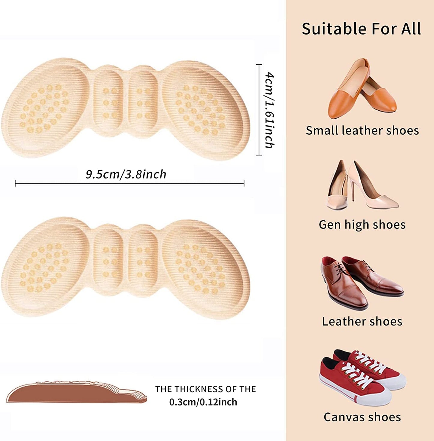 Anti-Slip Heel Cushion Pads for Shoes