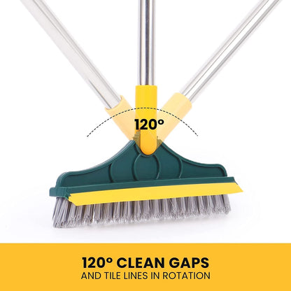 2 In 1 Long Handle Wiper Stiff Bristle Floor Brush