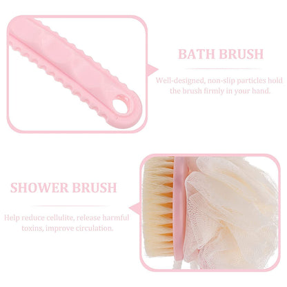 2-in-1 Bath Brush with Long Curved Handle