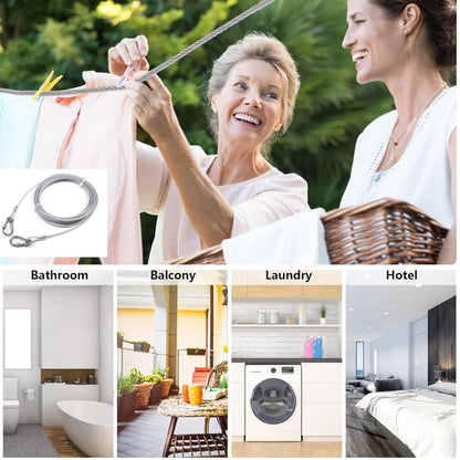 Stainless Steel PVC Coated Clothesline Rope with Locking Hooks