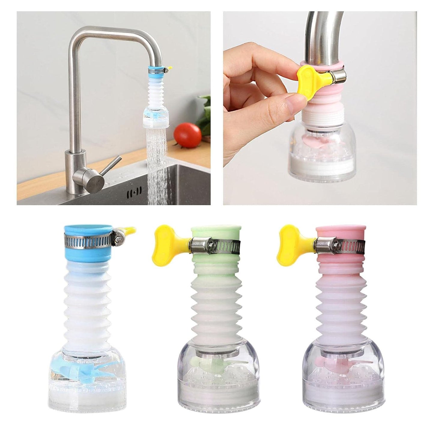 Flexible Faucet Extender with Splash-Reducing Aerator