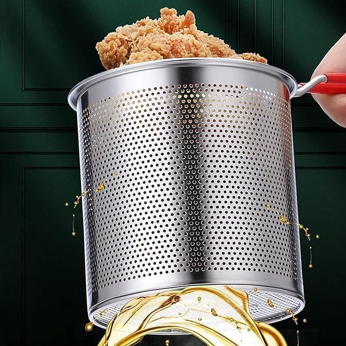 Stainless Steel Deep Fryer Pot with Oil Filter Basket