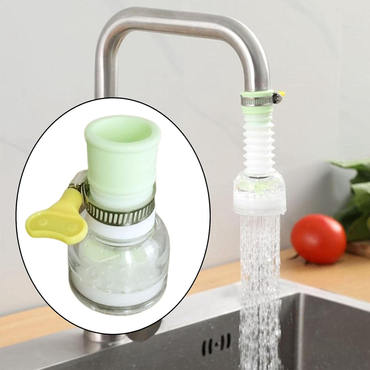 Flexible Faucet Extender with Splash-Reducing Aerator