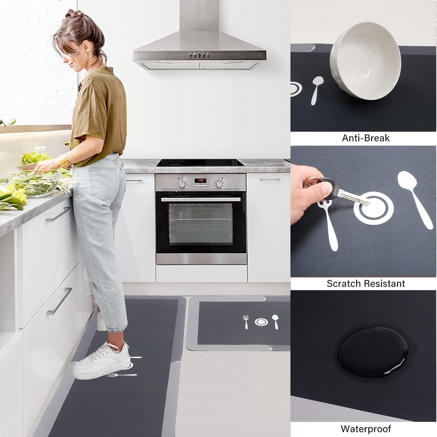 Quick Absorbent Kitchen Floor Mat Set
