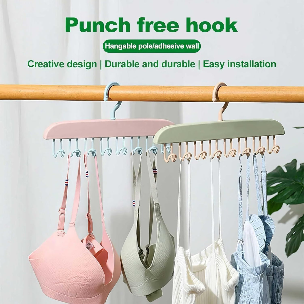 360° Rotating Bra & Camisole Hanger – 8 Hooks Closet Organizer (4 Pcs)
