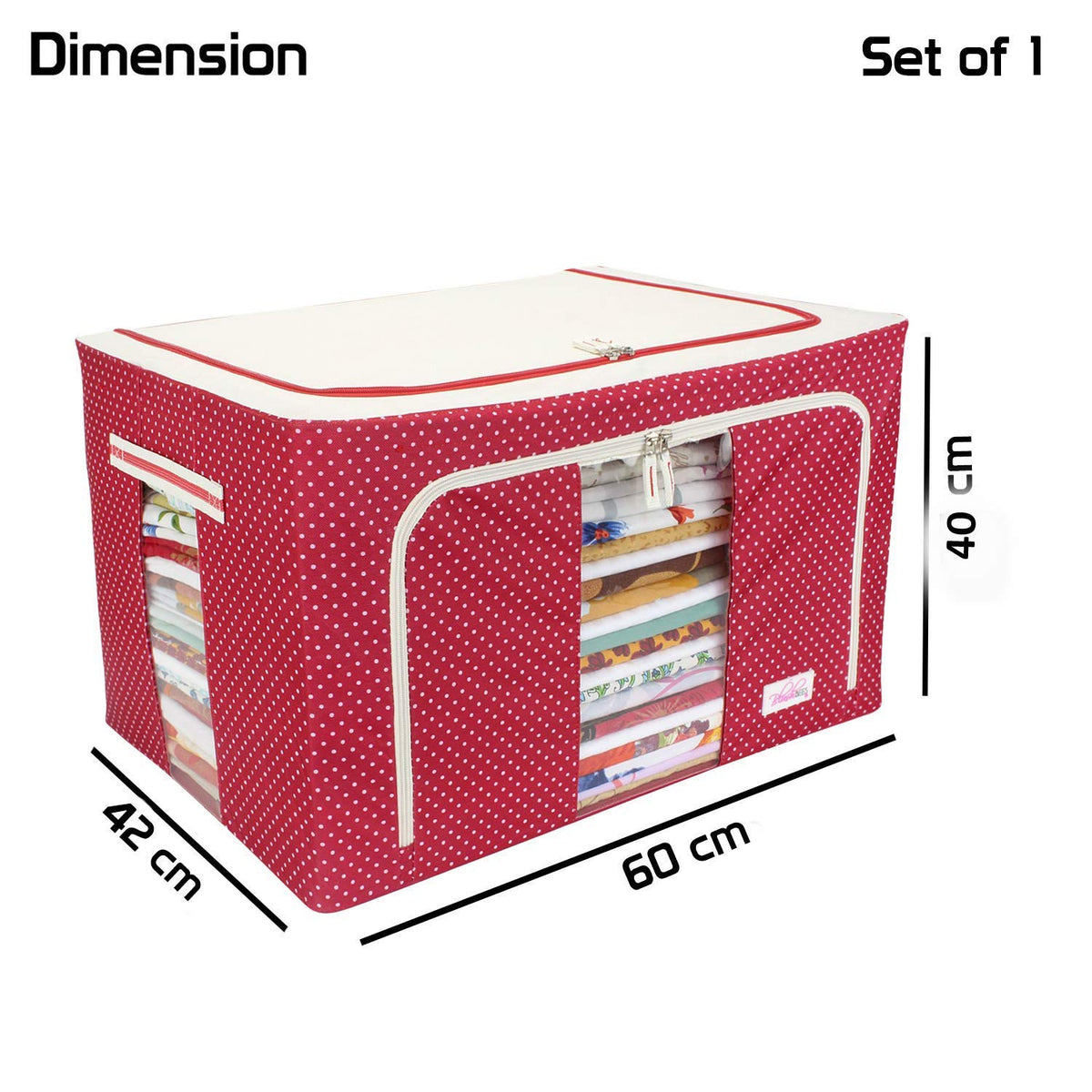 66L Heavy Duty Foldable Oxford Fabric Storage Box with Metal Frame & Window (Waterproof & Dustproof)