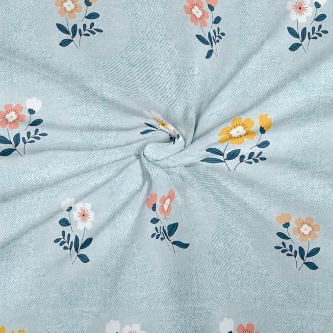 Blue Cotton Blend Elastic Fitted King Bedsheet with 2 pillow covers