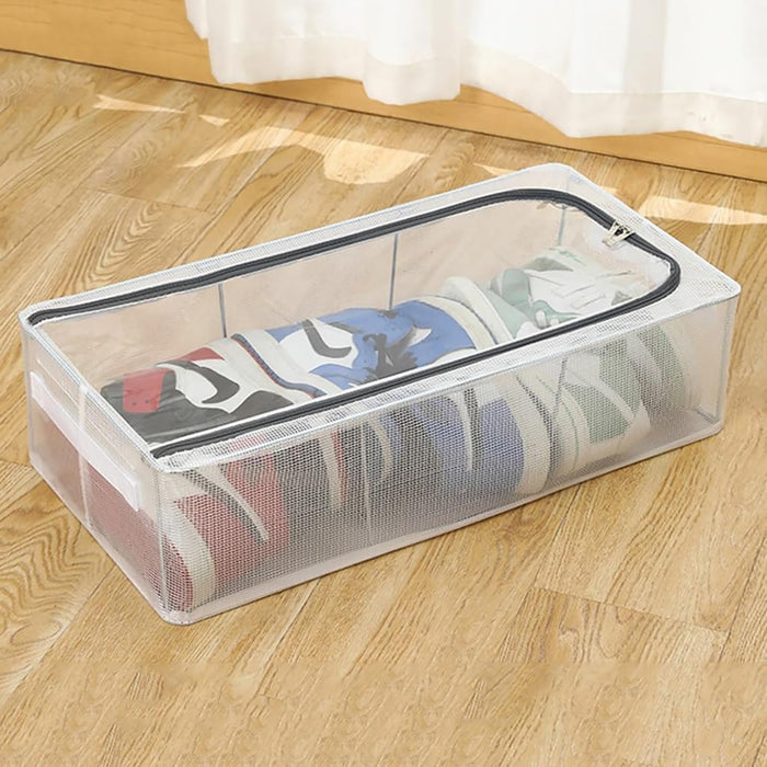 Clear Foldable Shoe Storage Box – Transparent Dustproof Stackable Organizer