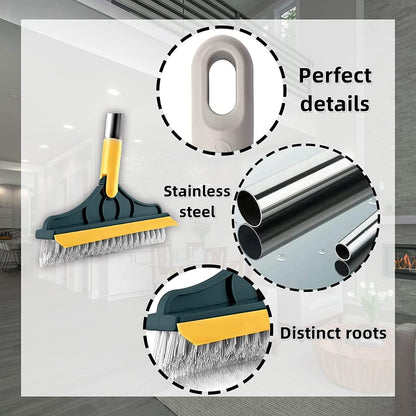 2 In 1 Long Handle Wiper Stiff Bristle Floor Brush