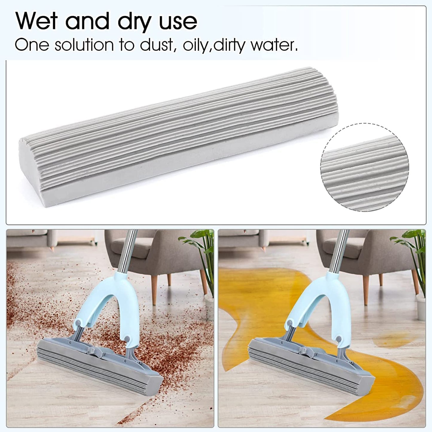 2-in-1 Self-Wringing Sponge Mop – Ideal for Floors, Glass & Kitchen