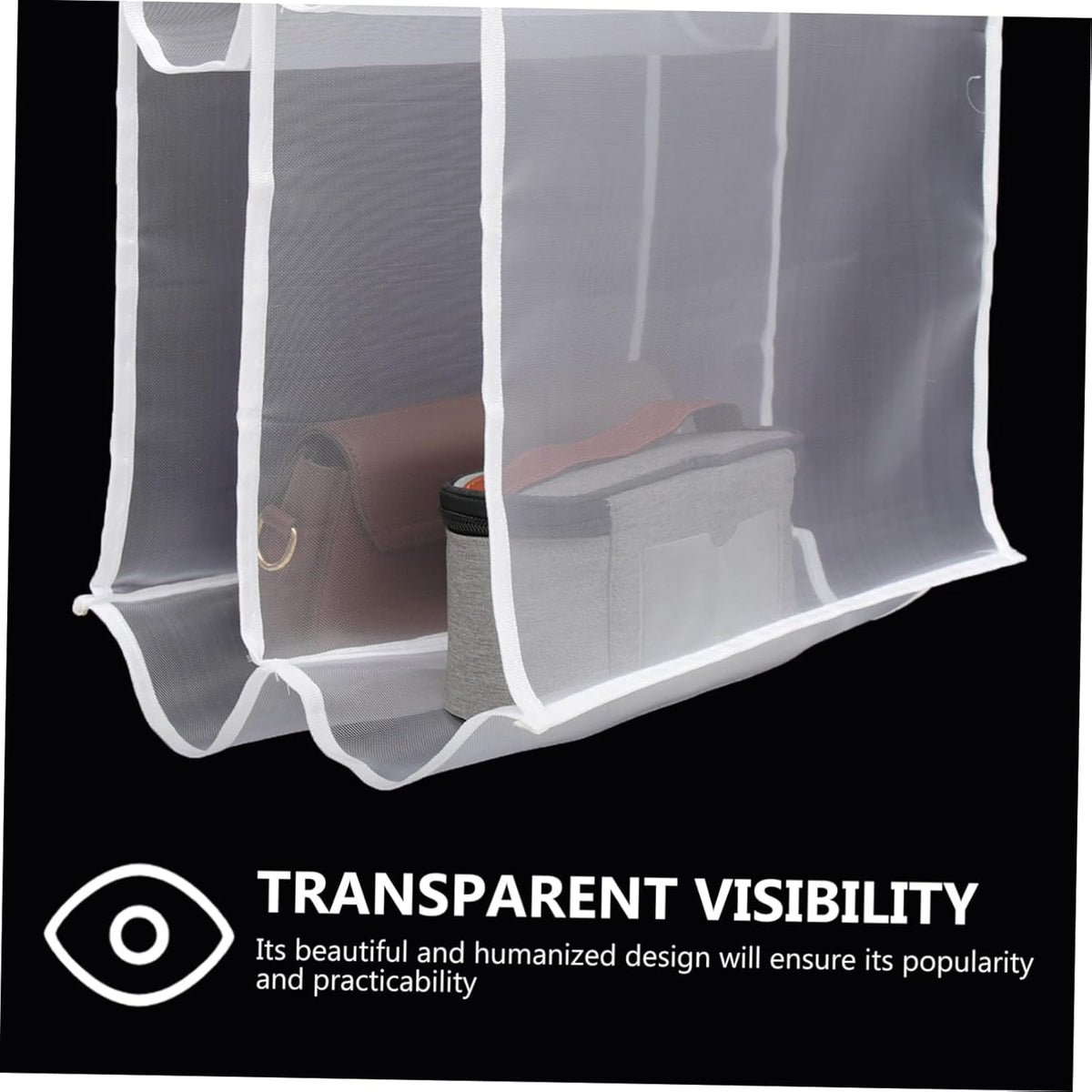 Hanging Handbag Organizer with 6 Dustproof Compartments – Foldable, Washable, White