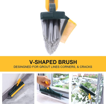 2 In 1 Long Handle Wiper Stiff Bristle Floor Brush