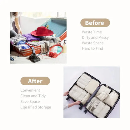 7 PCS Travel Luggage Organizers Bag | For All Kinds Of Clothes & Accessories (Multi-Color)