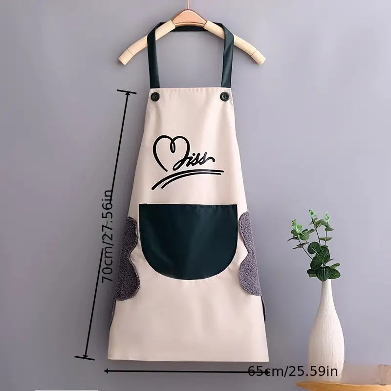 Waterproof Oil-Proof Kitchen Apron with Towel Pads