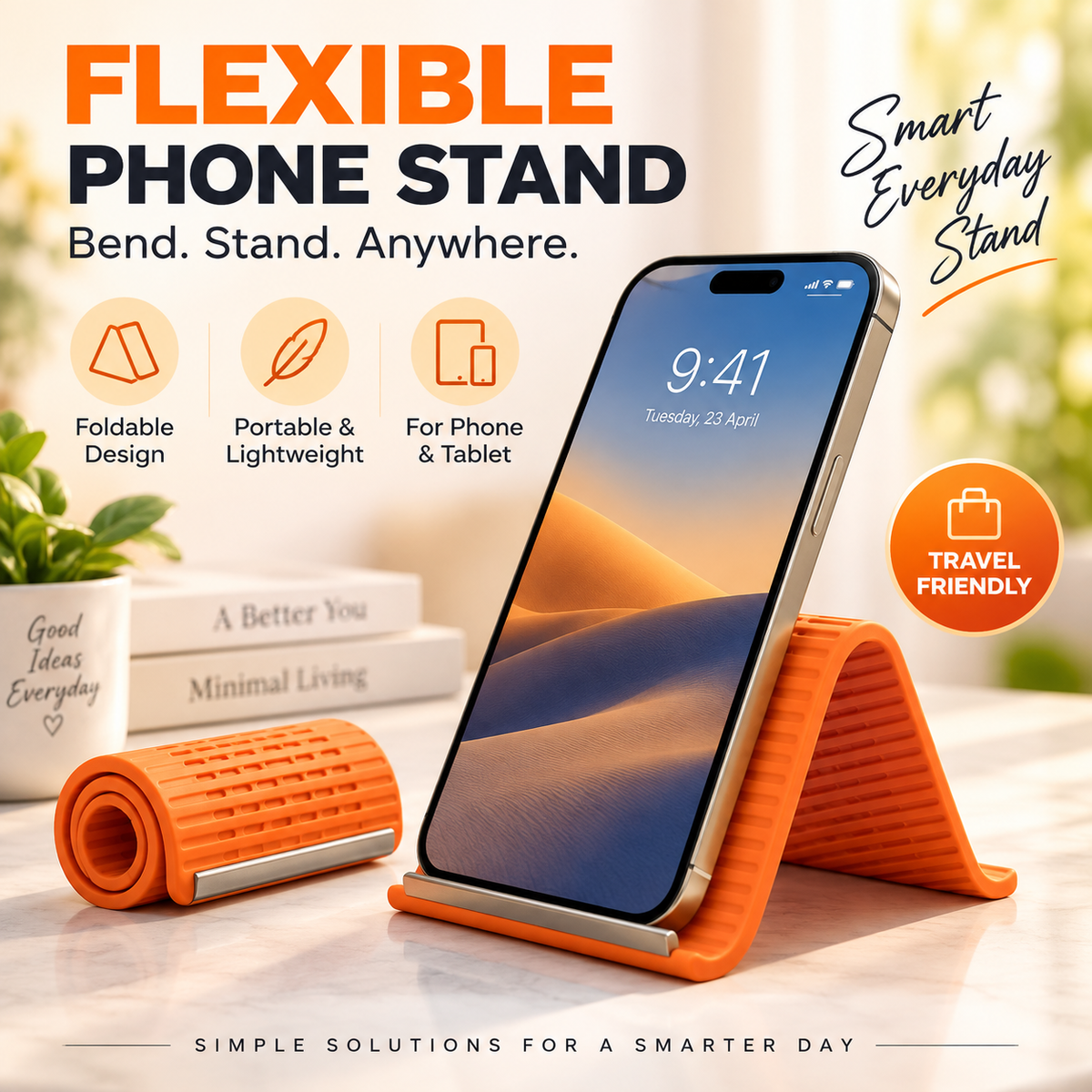 Flexible Foldable Phone Stand for Desk & Travel