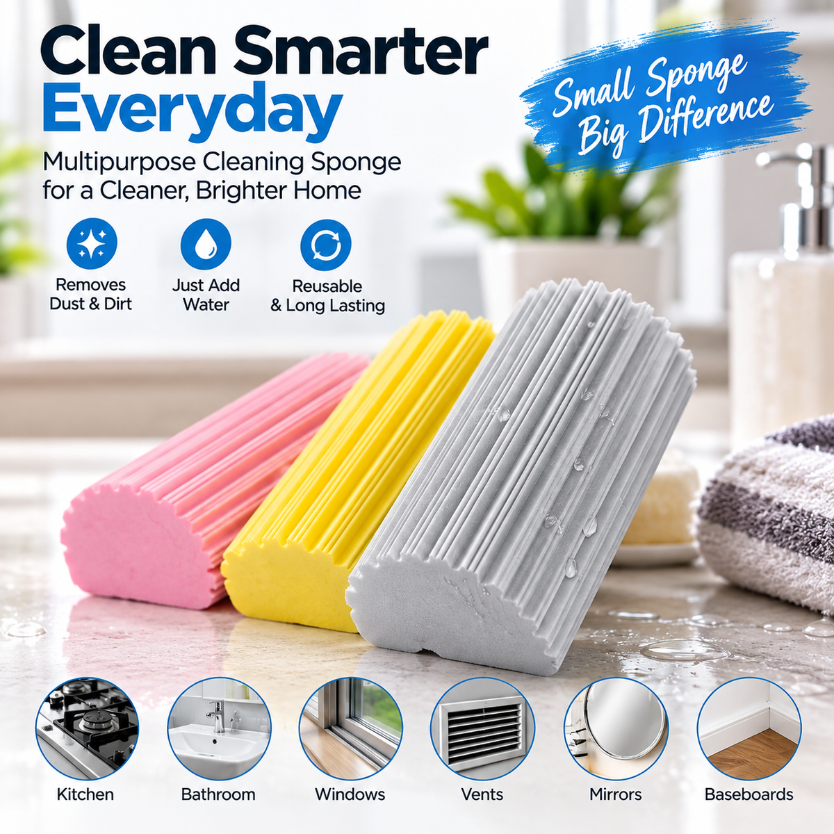 Multipurpose PVA Cleaning Sponge Brush