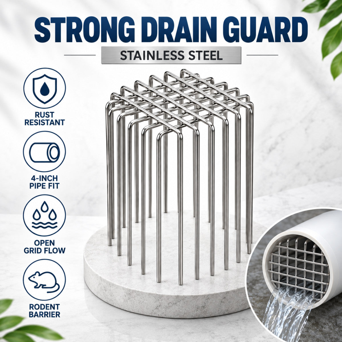 Stainless Steel Anti-Rat Drain Cover Mesh for 4-Inch Pipes