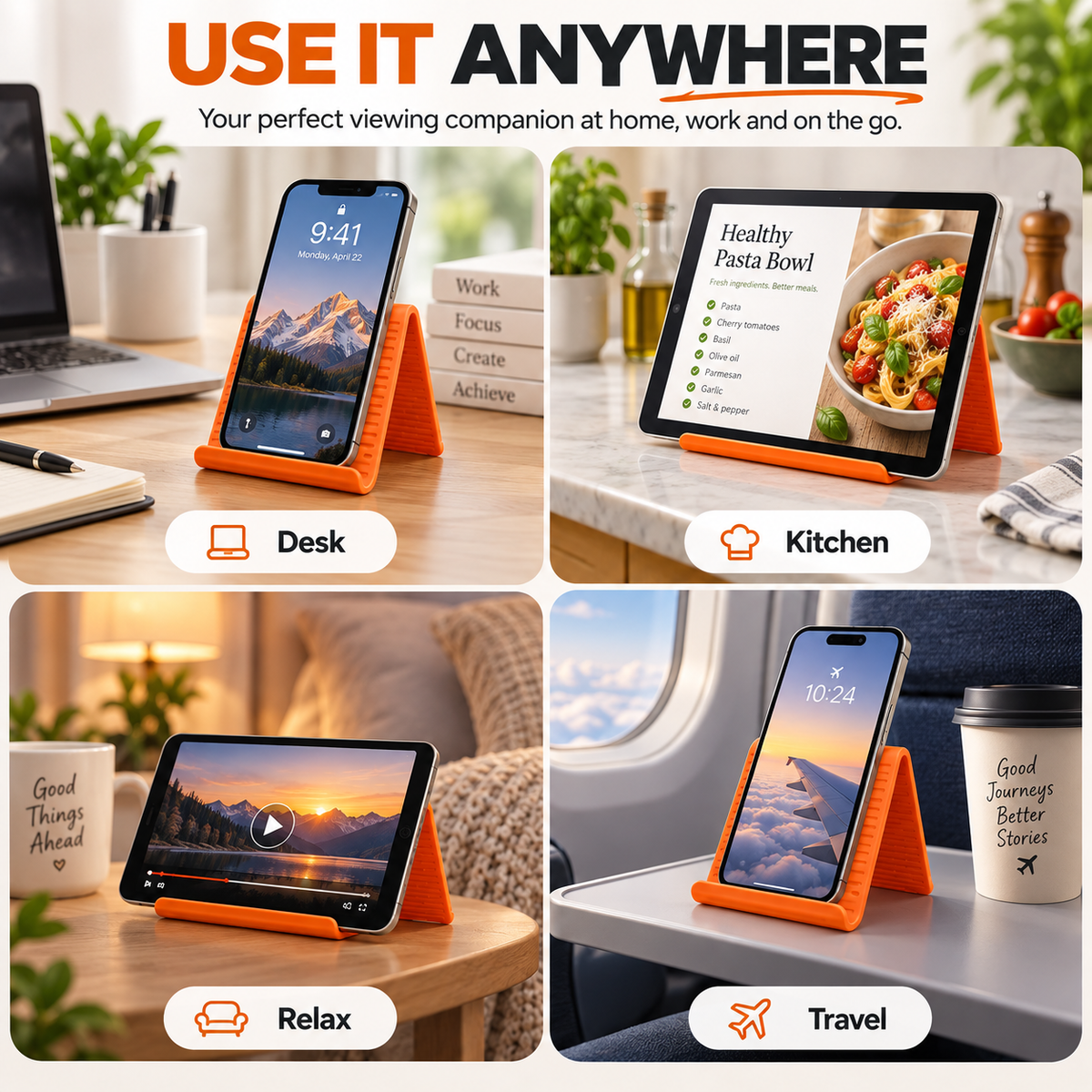 Flexible Foldable Phone Stand for Desk & Travel