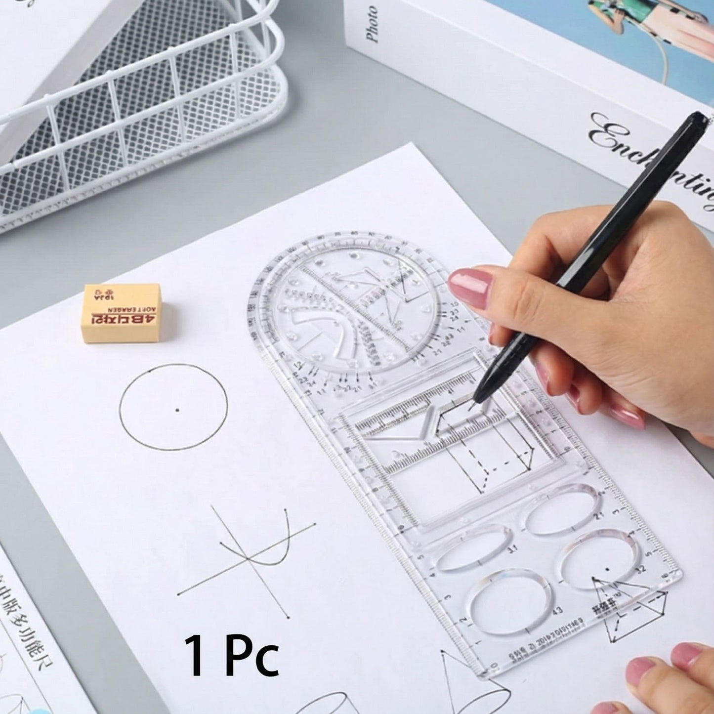 Multifunctional Geometry Ruler – Ideal for Math & Craftwork