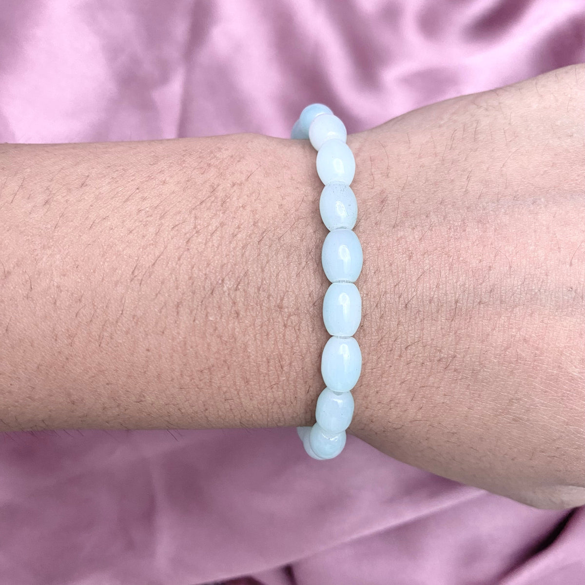 Adjustable Oval Teardrop Sky Blue Glass Beads Bracelet