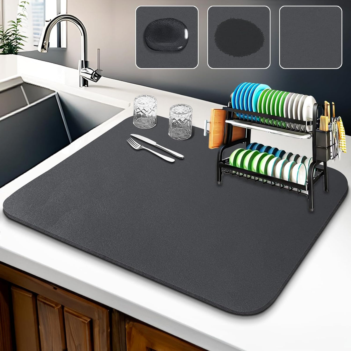 Washable Kitchen Dish Drying Mat