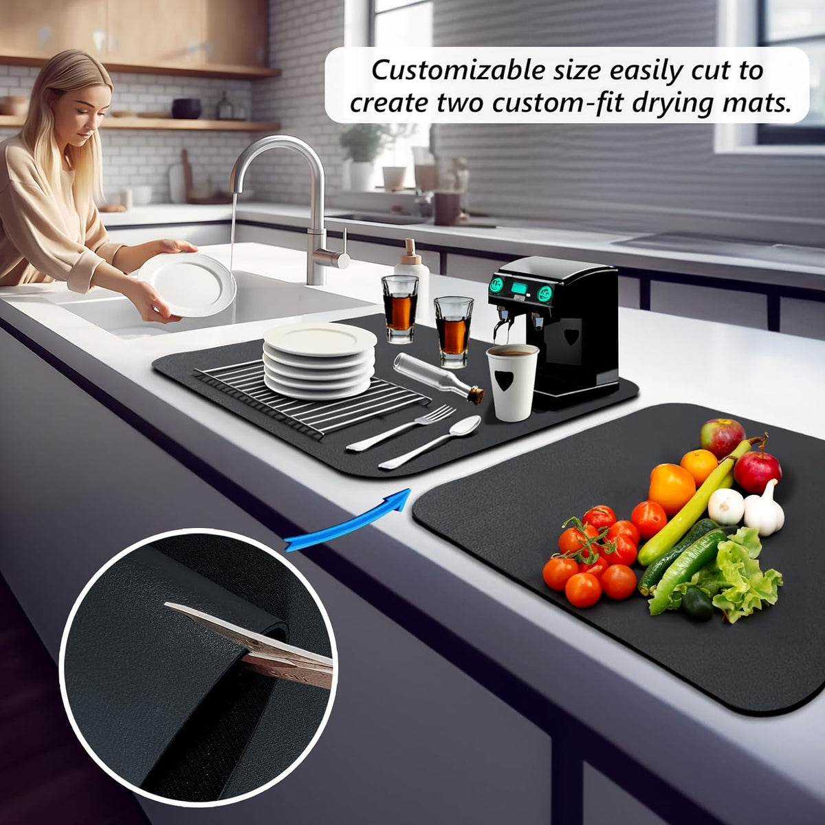 Washable Kitchen Dish Drying Mat