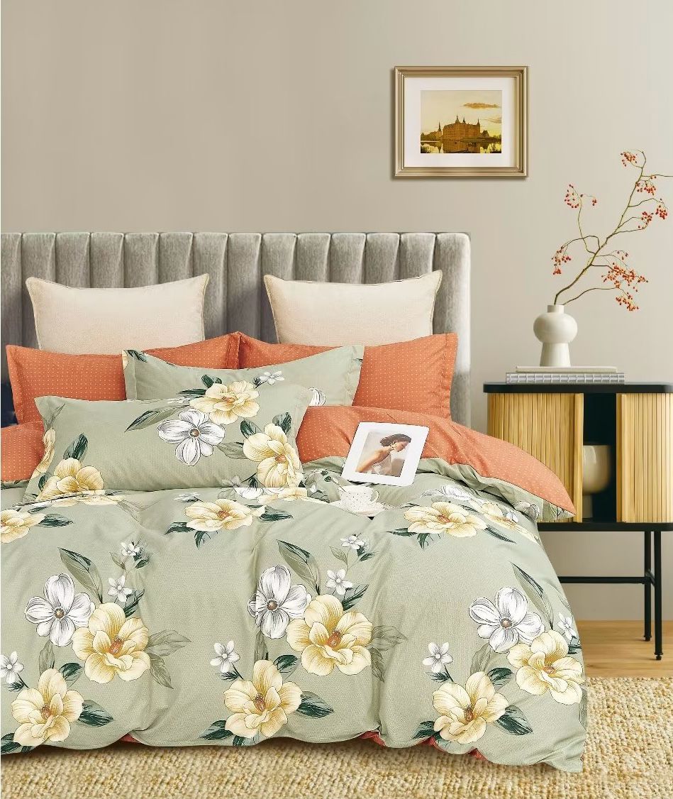 King Size Elastic Fitted Floral Print Double Bed Premium Bedsheet