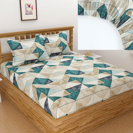 Attractive and gorgeous double fitted bedsheet with 2 pillow covers.