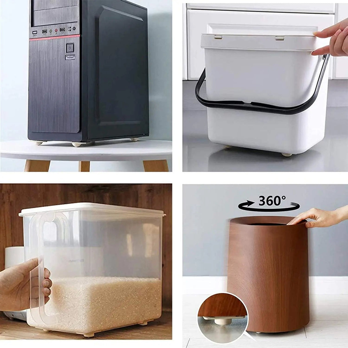 Self-Adhesive Rotating Mini Wheels for Storage Boxes & Bins