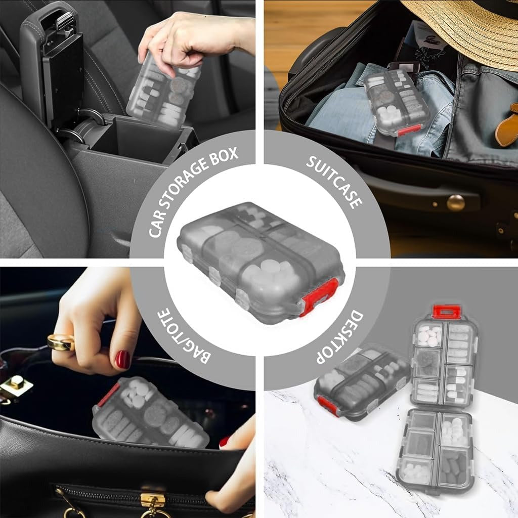 Compact Travel Pill Organizer Box